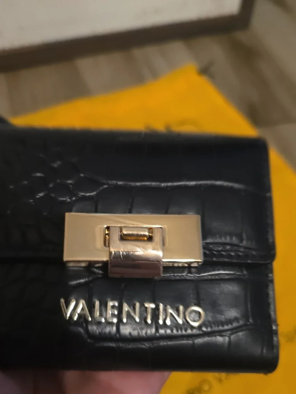 Valentino Black Quilted Leather Chain Shoulder Bag with Matching Wallet